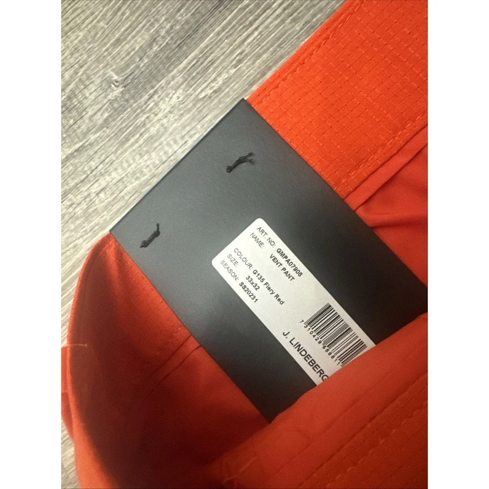 J Lindeberg High Vent Pants Fiery Red Golf Pants Men's 33x32